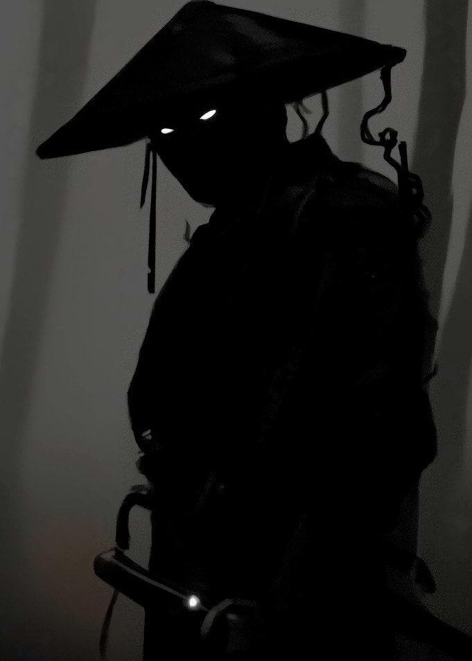 Mysterious Samurai in Dark Forest