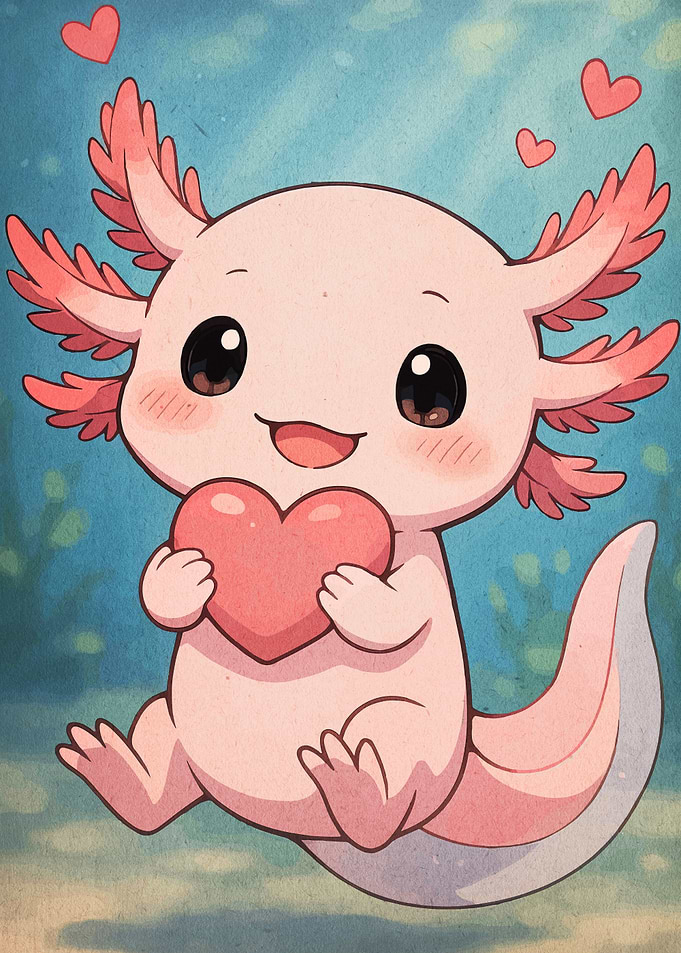 Cute Axolotl with Heart