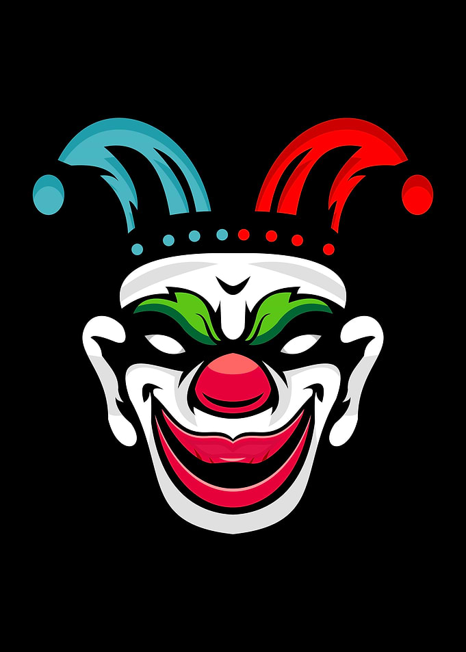 Creepy Clown Face with Jester Hat