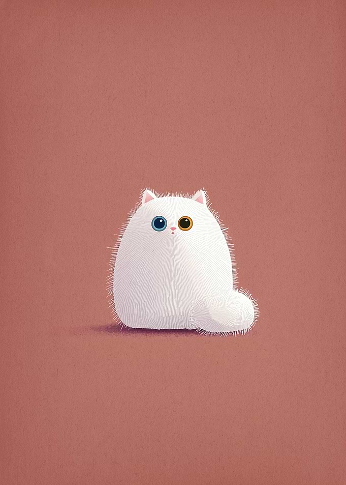 Cute White Cat with Heterochromia
