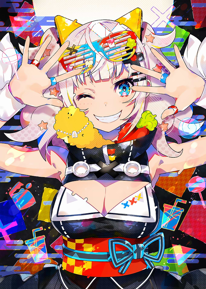 Anime Girl with Colorful Accessories