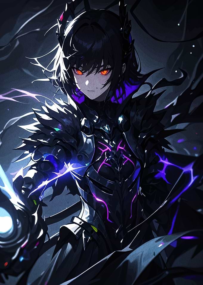 Anime Warrior Girl with Glowing Eyes