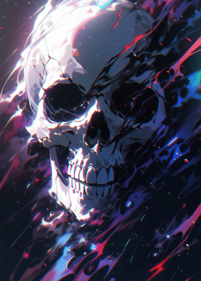 Abstract Skull with Colorful Energy