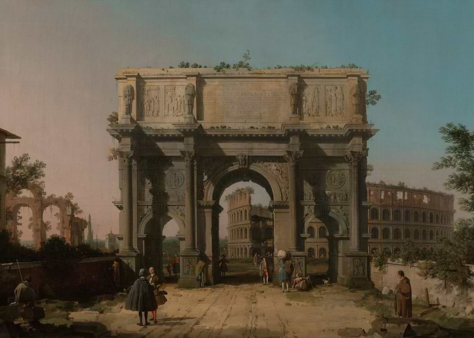 Roman Forum Painting with Arch and Colosseum