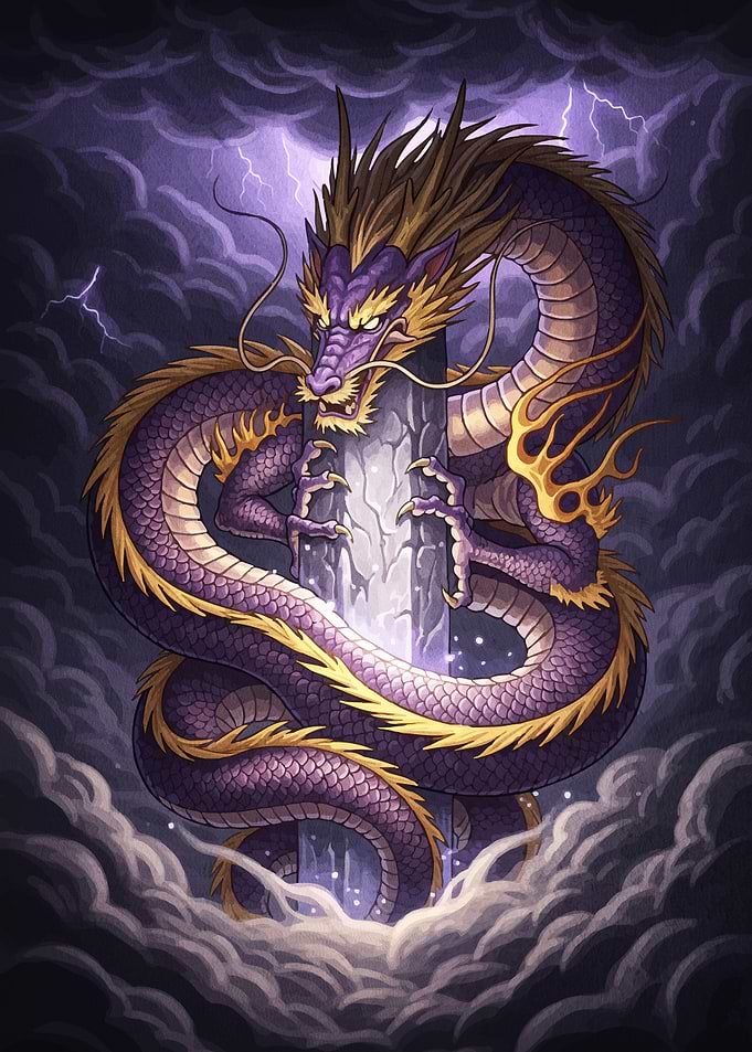Purple Dragon Stone Pillar