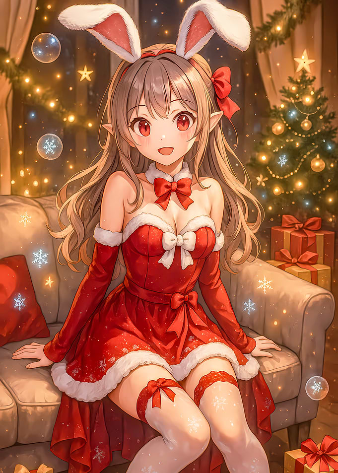 Anime Girl Christmas Bunny