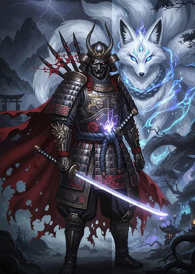 Samurai Warrior Nine-Tailed Fox Spirit
