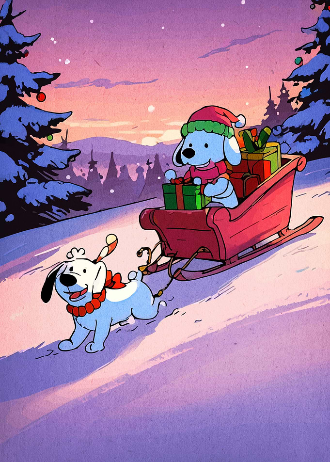 Christmas Dogs Sleigh Ride