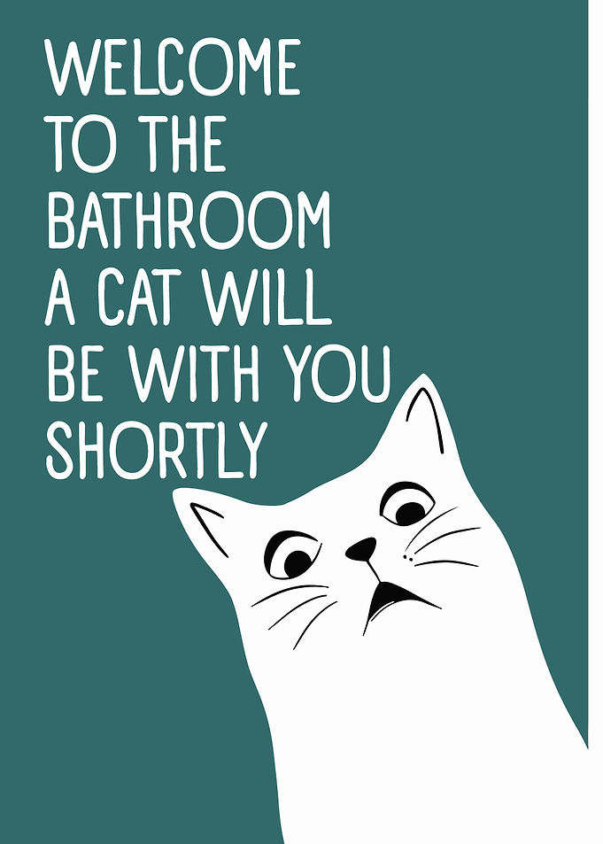 Welcome to the Bathroom Cat Art
