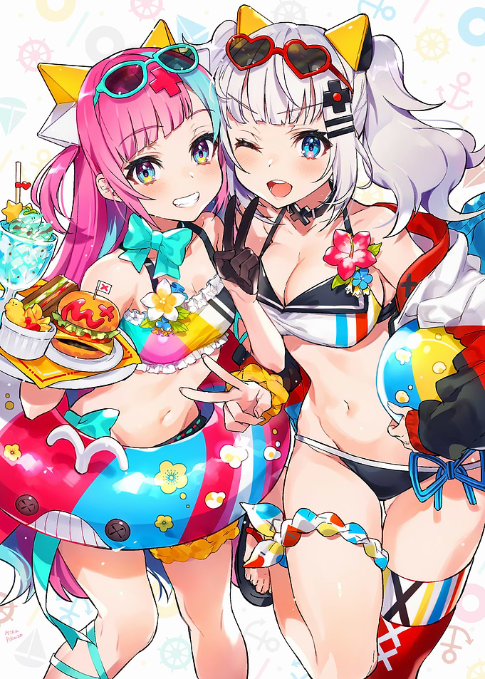 Anime Girls in Swimsuits at the Beach