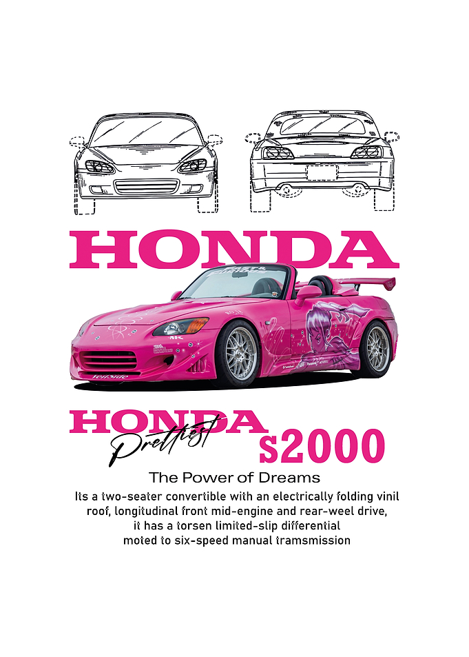 Honda S2000 Pink Car Poster