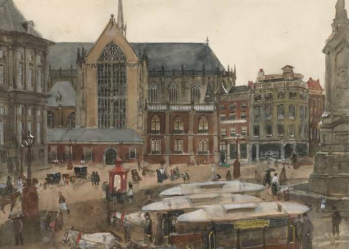 Amsterdam Cityscape Watercolor Painting
