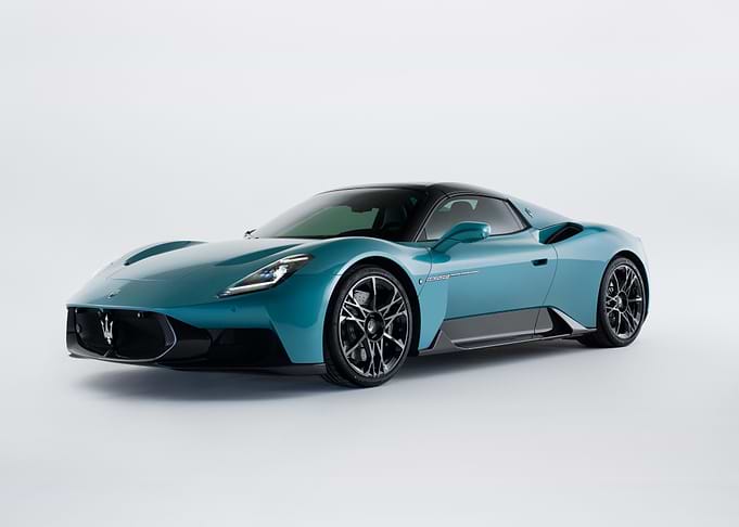 Teal Maserati MC20 on White Background