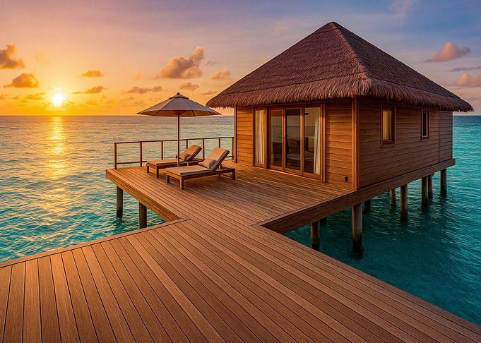 Tropical Villa at Sunset