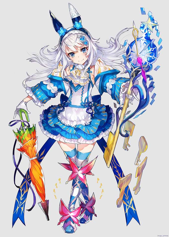 Anime Girl with Bunny Ears and Staff
