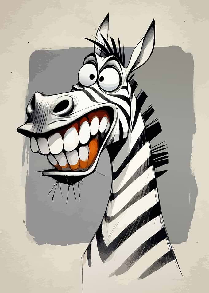 Cartoon Zebra with Big Smile
