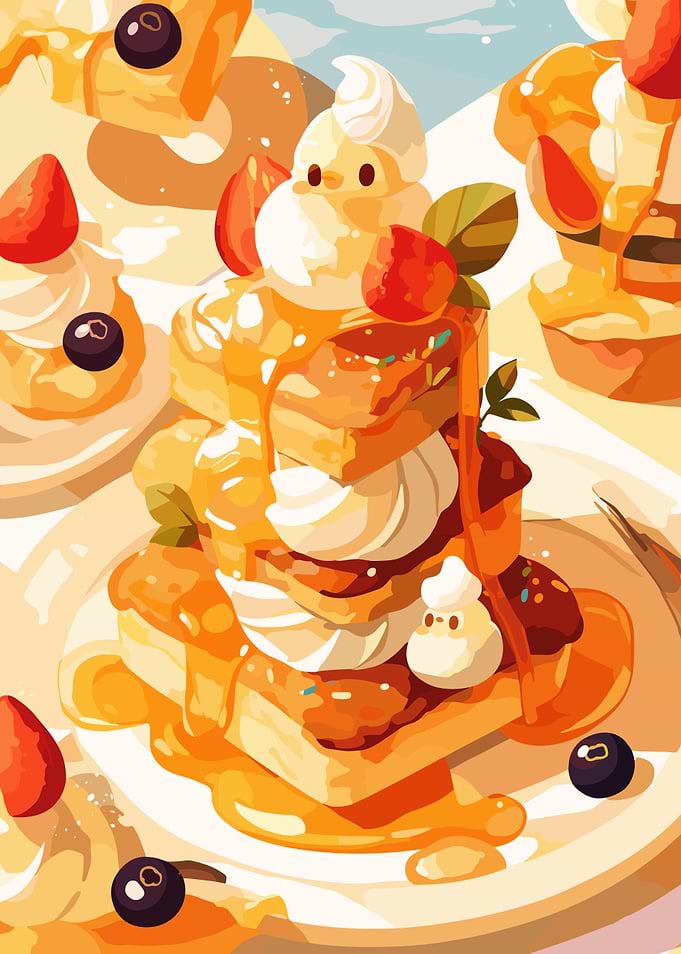 Delicious Pancakes with Berries and Cream