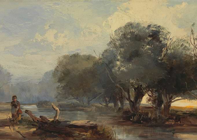 Girl by the River Oil Painting