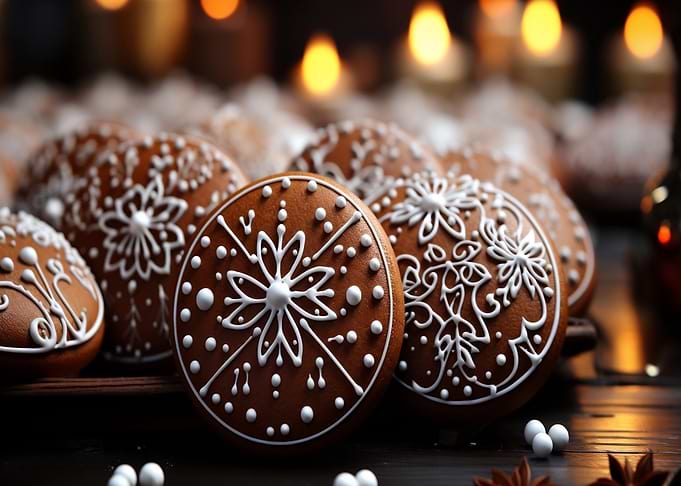 Christmas Gingerbread Cookies with White Icing