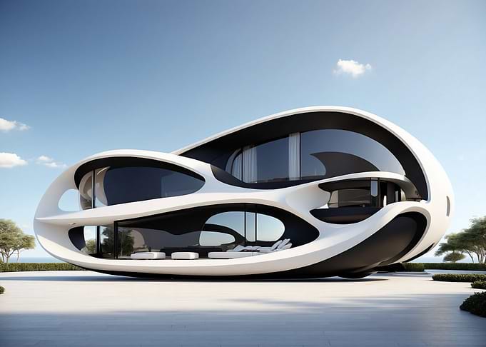 Futuristic Black and White House Design