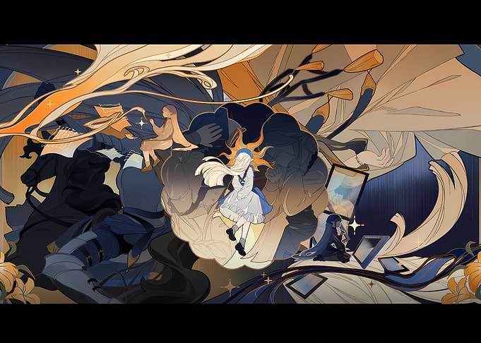 Dreamy Girl in Abstract Setting