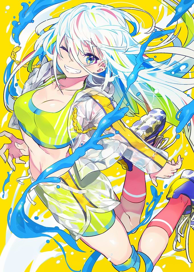 Anime Girl with Colorful Splash Art