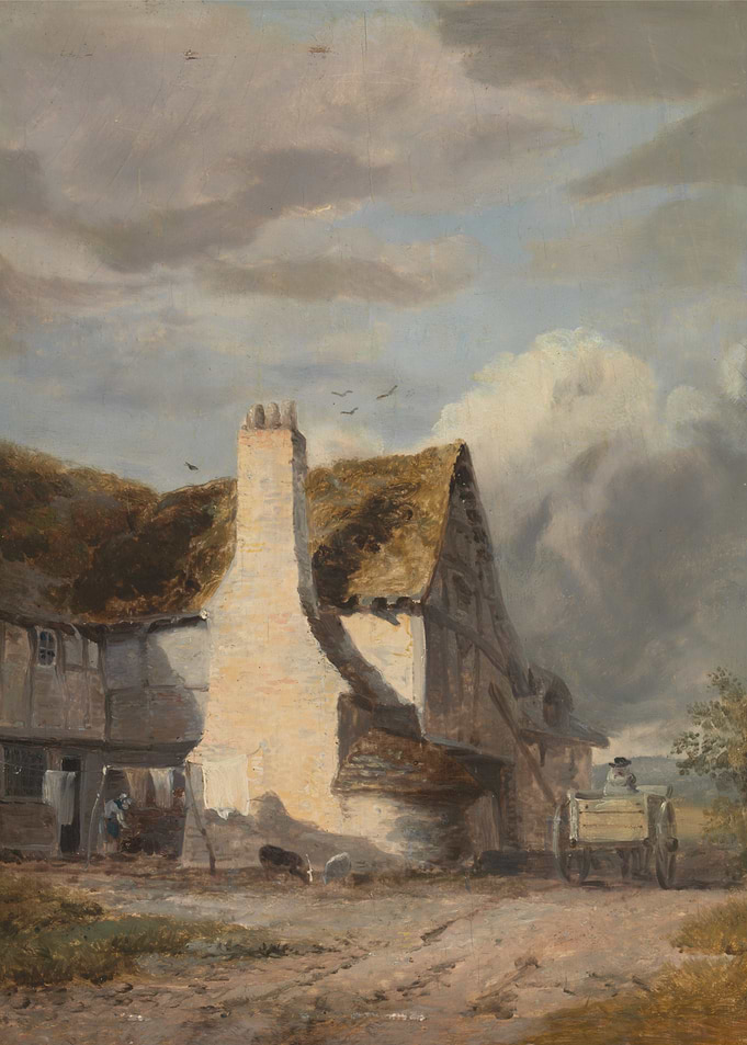 Old English Village Painting