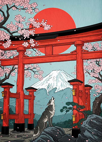 Japanese Landscape Wolf Torii Gate
