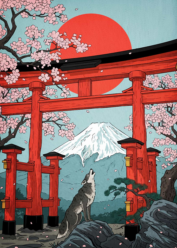 Japanese Landscape Wolf Torii Gate