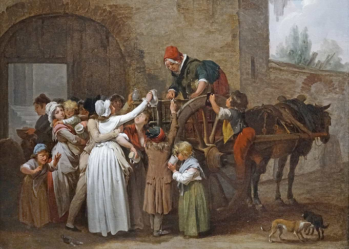 Village Scene with Drink Distribution Painting
