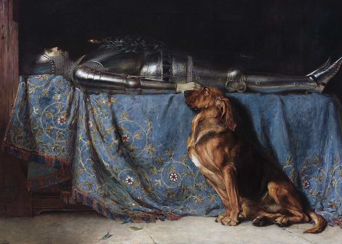 Faithful Hound by a Knight's Tomb