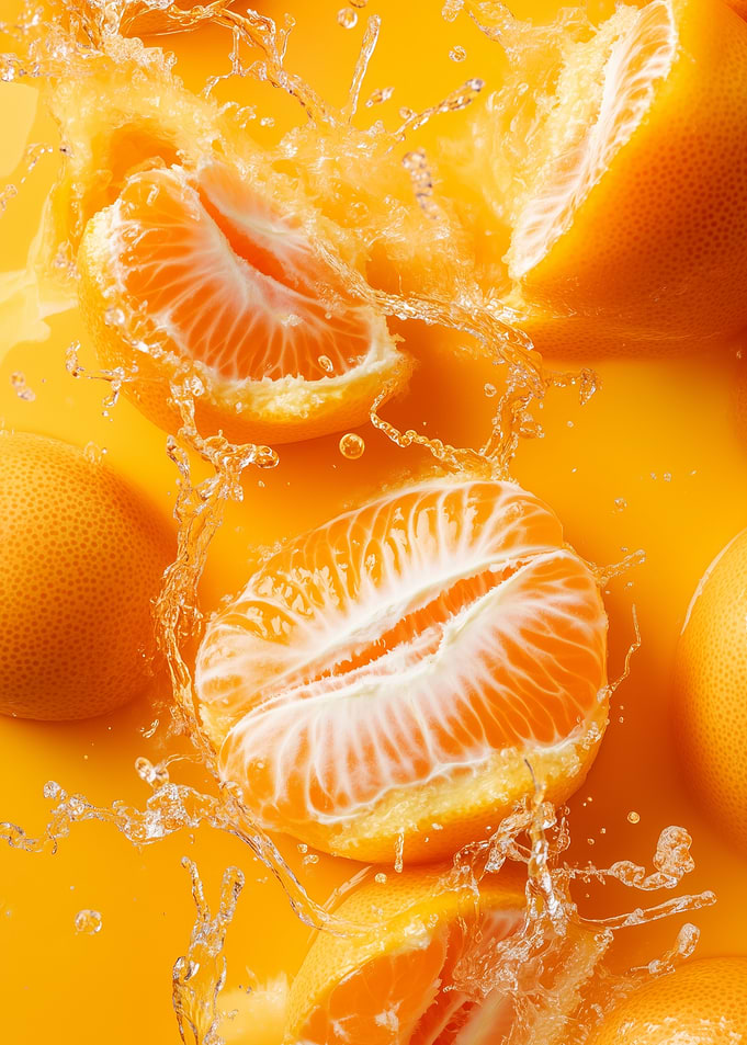 Tangerines in Water Splash