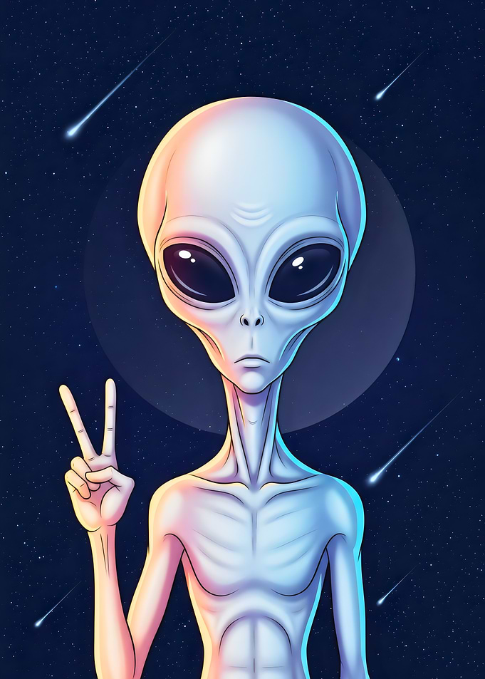 Alien Peace Sign in Space