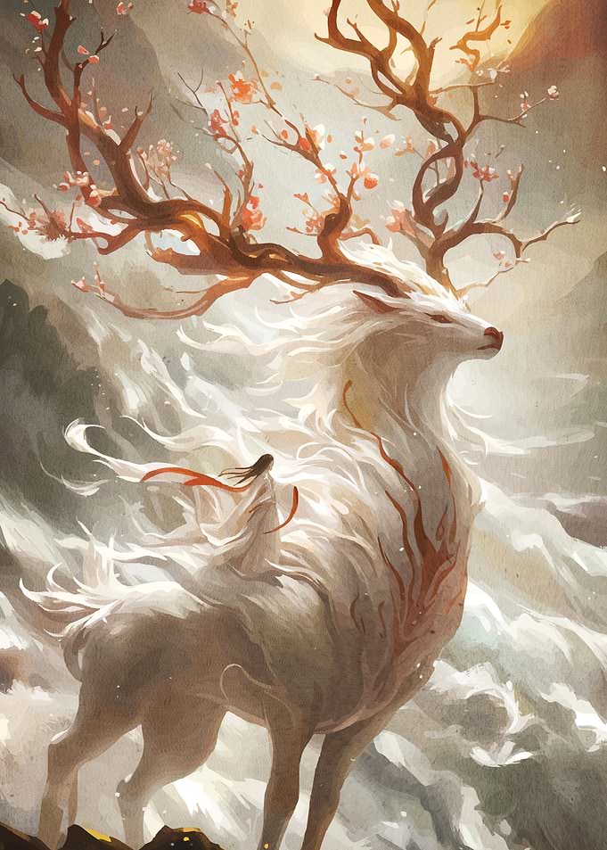 Mystical Deer Rider Blossoms