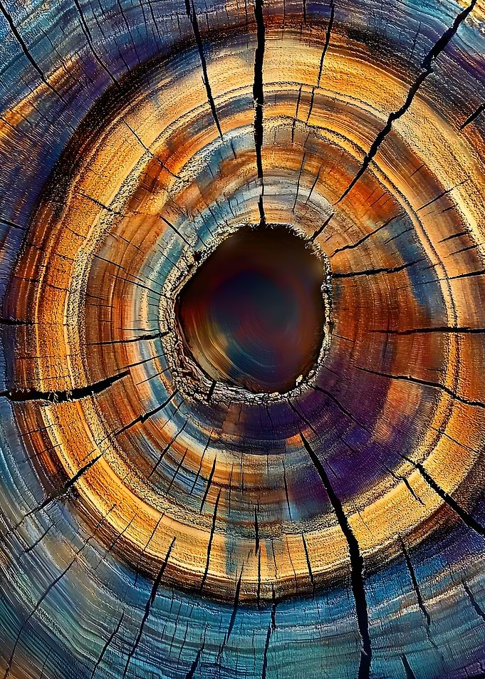 Colorful Tree Rings with Central Hole