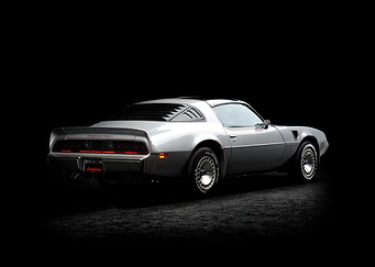Silver Pontiac Trans Am on Black