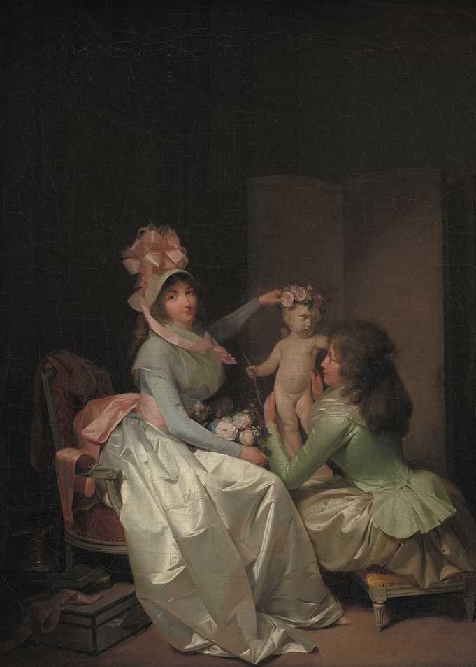 Painting of a woman and statue