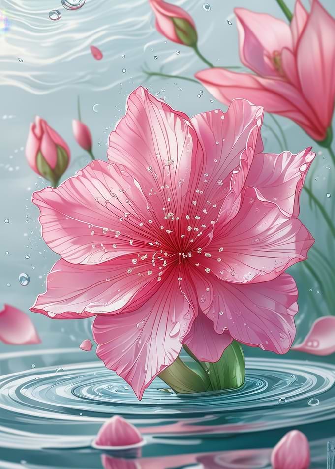 Pink Flower in Water