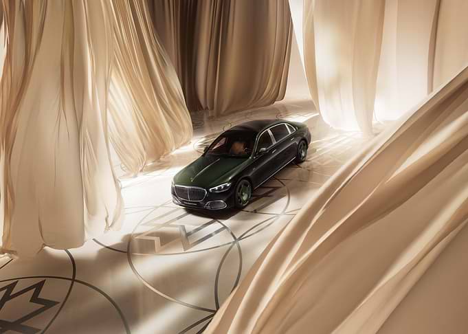 Luxury Car Surrounded by Beige Fabric