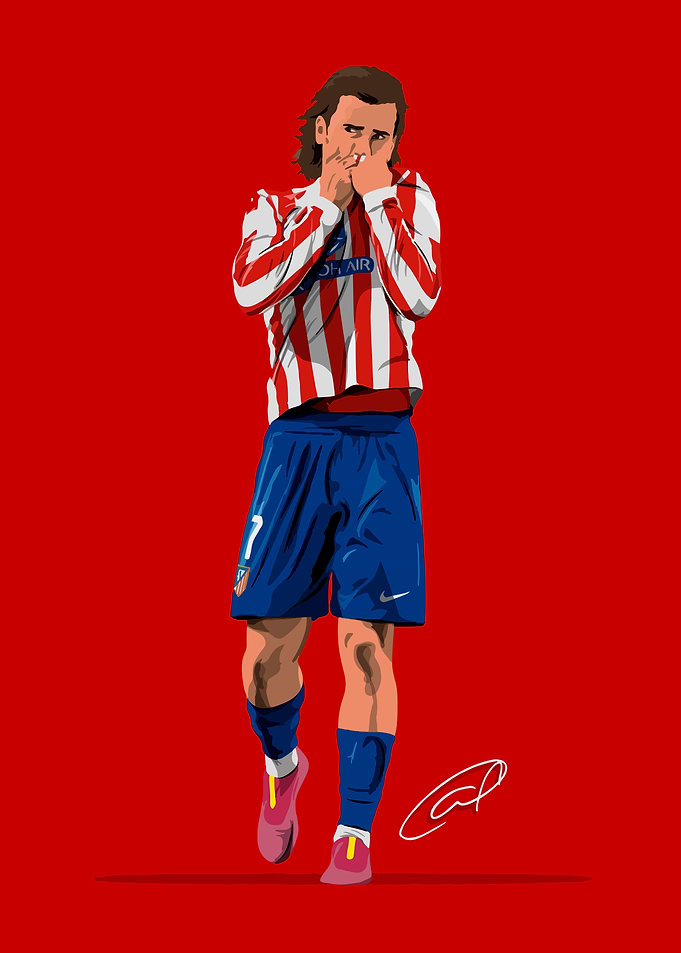 Antoine Griezmann Illustration With Signature