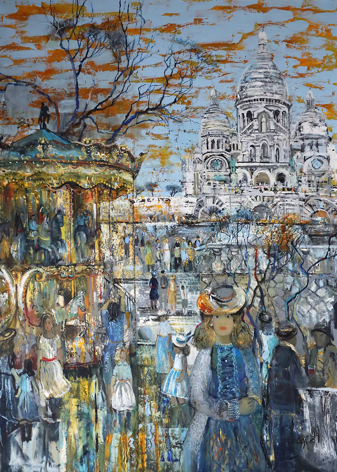 Parisian Scene with Sacré-Cœur Painting
