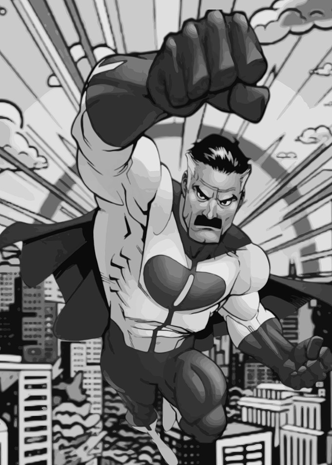 Omni-Man Black and White Comic Art