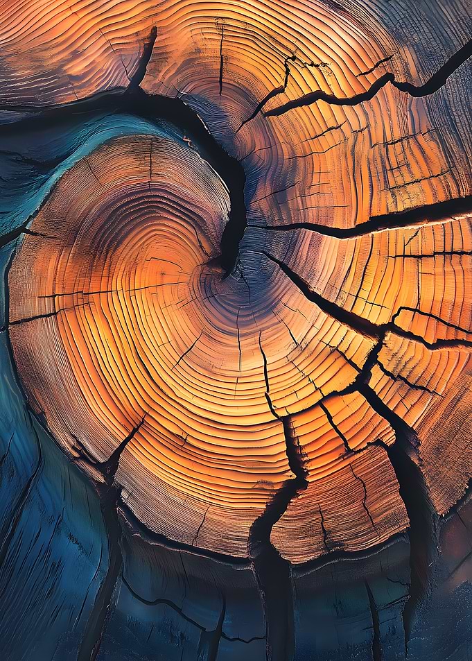 Tree trunk cross-section with growth rings
