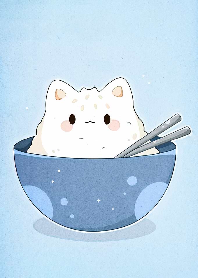 Rice Cat in a Bowl