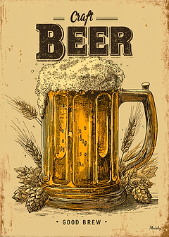 Vintage Craft Beer – Retro Pub Bar Wall Art