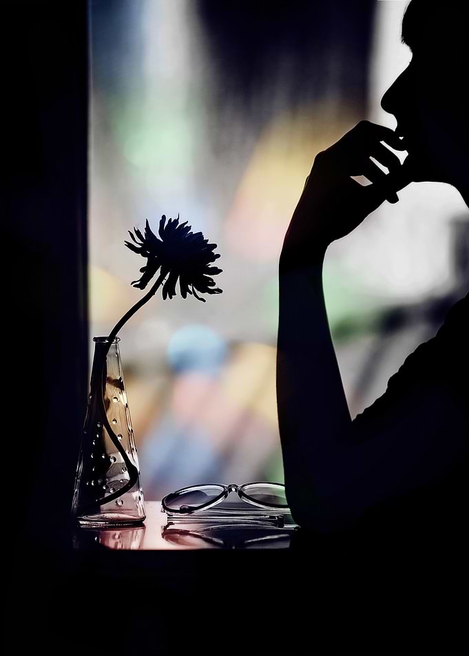 Silhouette of a Person with Flower