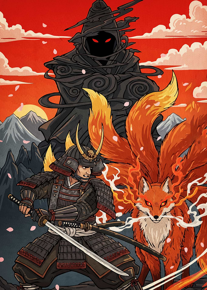 Samurai Fox Spirit Dark Figure