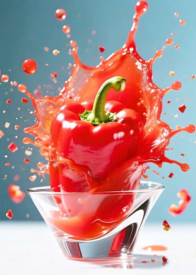 Red Bell Pepper Splash in Glass