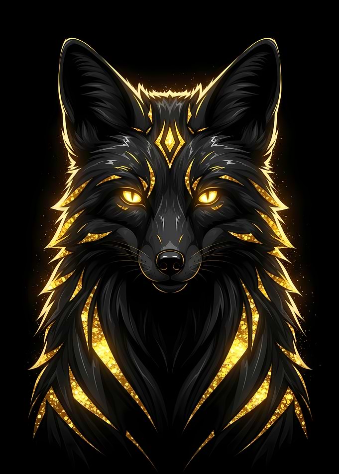 Black and Gold Fox Portrait