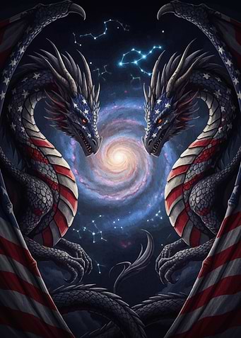 American Flag Dragons Galaxy